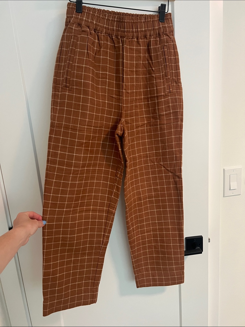 Women’s Madewell Brown Windowpane trouser pants
